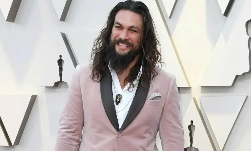Jason Momoa appeared in a Pale Pink Velvet Tuxedo